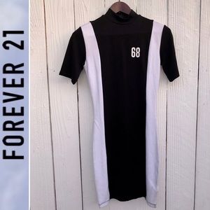 NEW Forever 21 Race Stripe Mock Turtleneck Dress